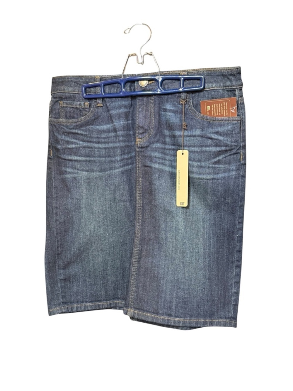 Kut From The Kloth Denim Skirt Size 12 Dark Wash Stretch Pencil Skirt Classic